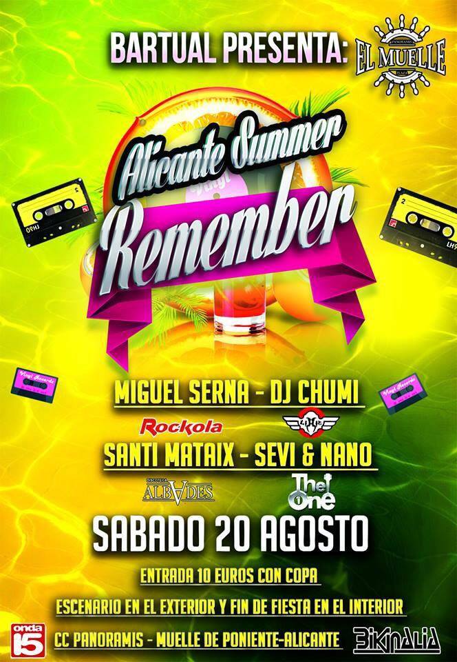El sábado 20 Agosto toca #Remember en el Muelle del Panoramis, #Alicante ... Recordando viejos tiempos!! 90´s #Dance