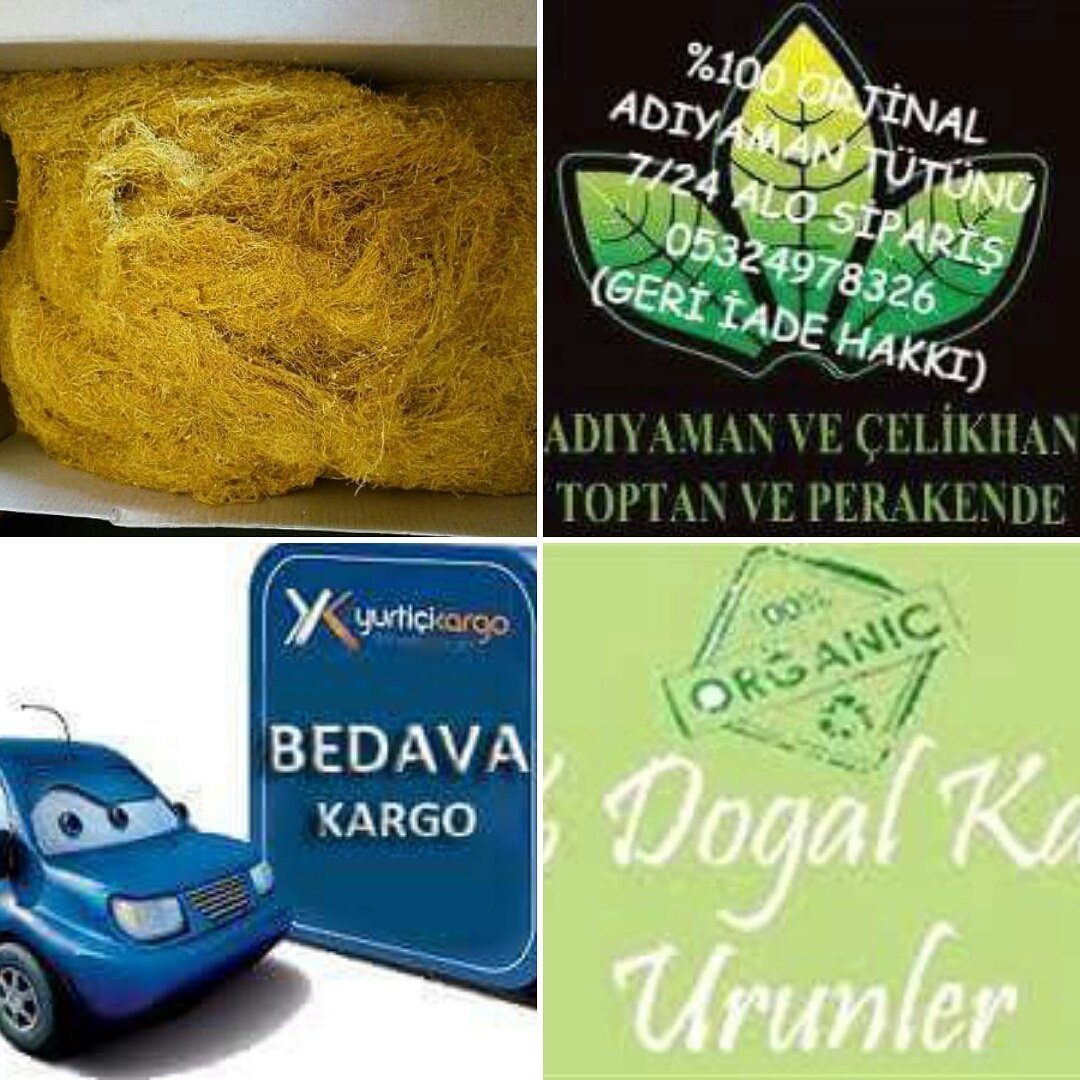 % 100 Orjinal Çelikhan Tütünü.  Begenme garantili. 1 KG 59 TL Kargo bizden. Kapıda ödeme. Faturalı 05324978326