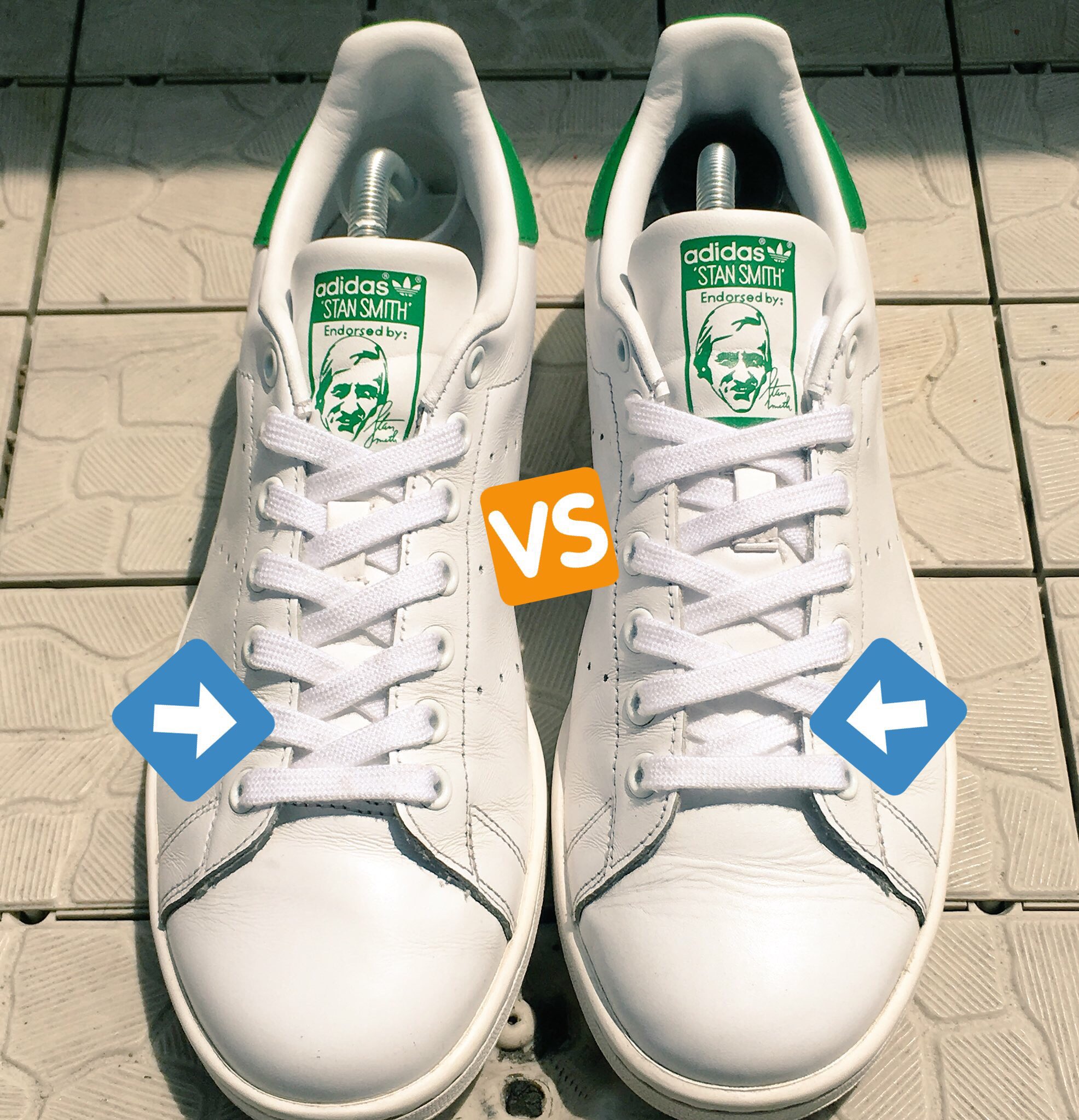 はるひとのしわざ 在 Twitter 上 スニーカー紐の通し方について 下から2つ目の穴はどちらがいい 上から通す 写真 左 Rt 下から通す 写真 右 Favo 投票機能は写真貼れないのね スタンスミス Stansmith T Co Tdofypf8rk Twitter