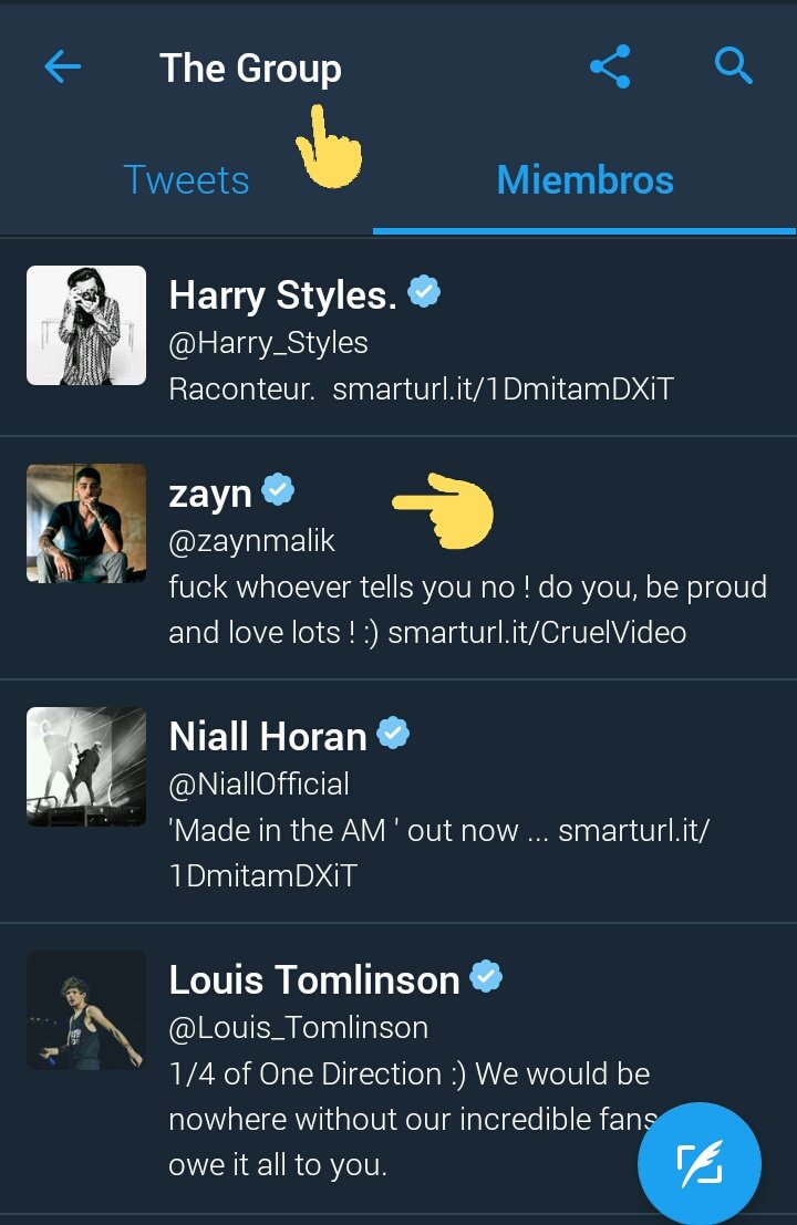 FTW1Direction's tweet photo. How sweet is that Liam still has Zayn as a member on his "The Group" twitter's list https://t.co/aUl2jdBe0n