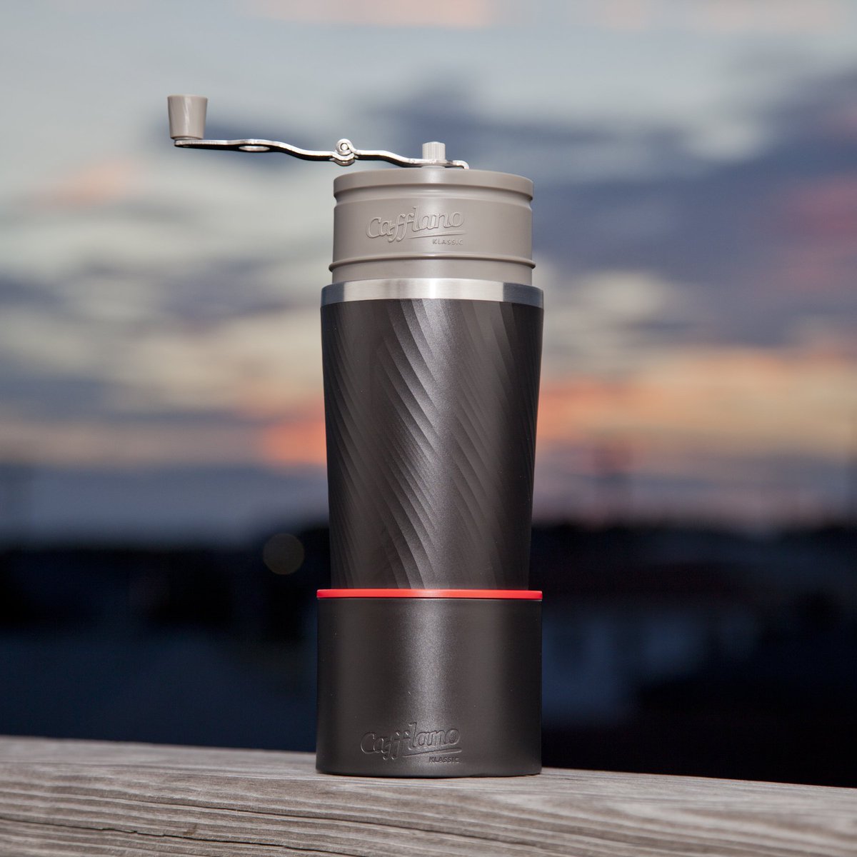 get_cafflano's tweet photo. NOTHING LIKE BREWING A CUP AND NOT MISSING THE SUNSET #getcafflano #coffeeanywhere #handgrinder #dripkettle #filter https://t.co/B64SyCfLMh