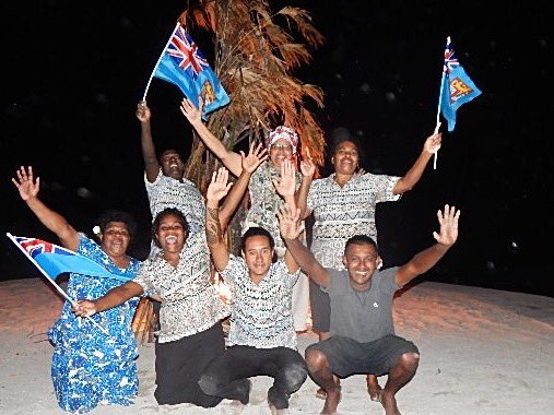 DolphinFiji's tweet photo. #Fiji has won a #gold medal at the #RioOlympics2016 and our staff and guests are celebrating! #Fiji #Fji7s https://t.co/qTKQgI97GQ