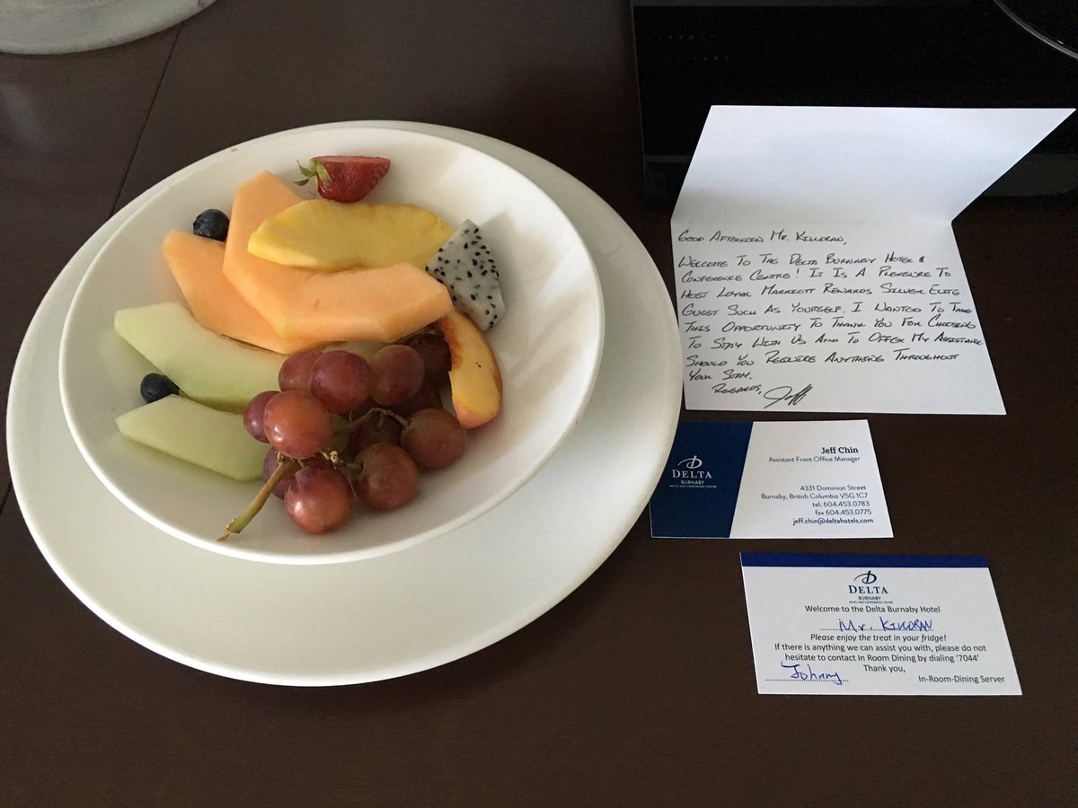 Perfect welcoming! Thank you <a href="/DeltaBurnaby/">Delta Burnaby Hotel</a> <a href="/MarriottIntl/">Marriott International</a> It's no wonder why I love staying here each time!