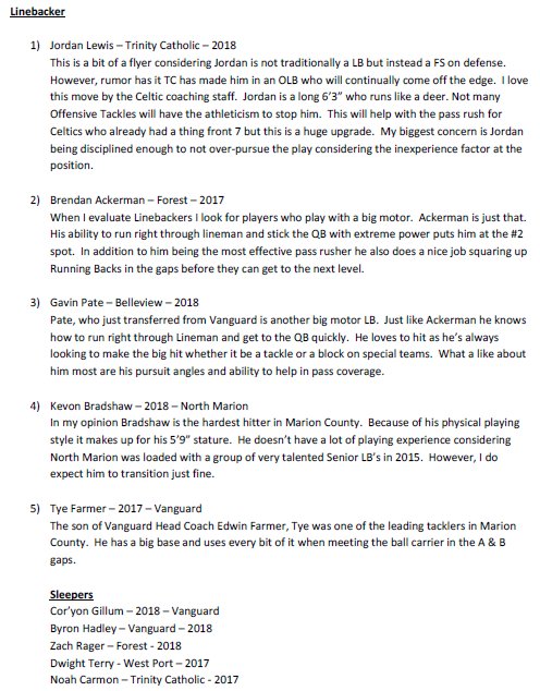 JohnIvory_NFL's tweet image. Top Linebacker 2016 Preseason Rankings in Marion County @MCPigskinReport @3barspal