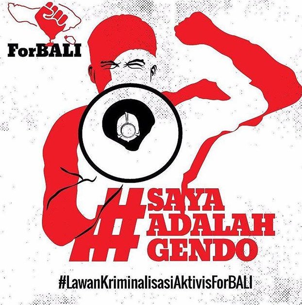 Solidaritas kami kepada Wayan Gendo Suardana aktifis <a href="/ForBALI13/">Bali Tolak Reklamasi</a>  #SayaAdalahGendo #LawanKriminalisasi
