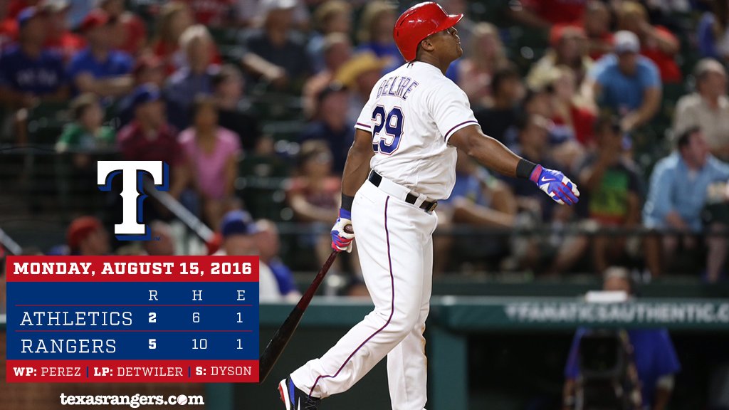 FINAL: Rangers 5, Athletics 2.
