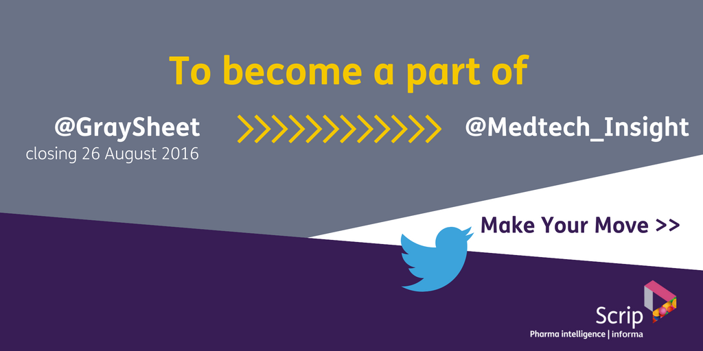 GraySheet's tweet image. We are now @Medtech_Insight, make your move for all the latest insight on medical device &amp;amp; diagnostic industries