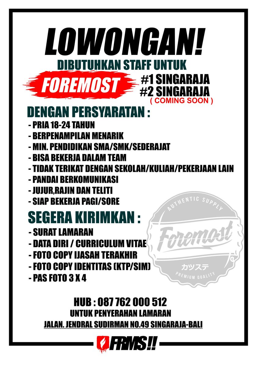 Segera dibawa lamaranya ya.
Coming soon FRMS# 2 singaraja.