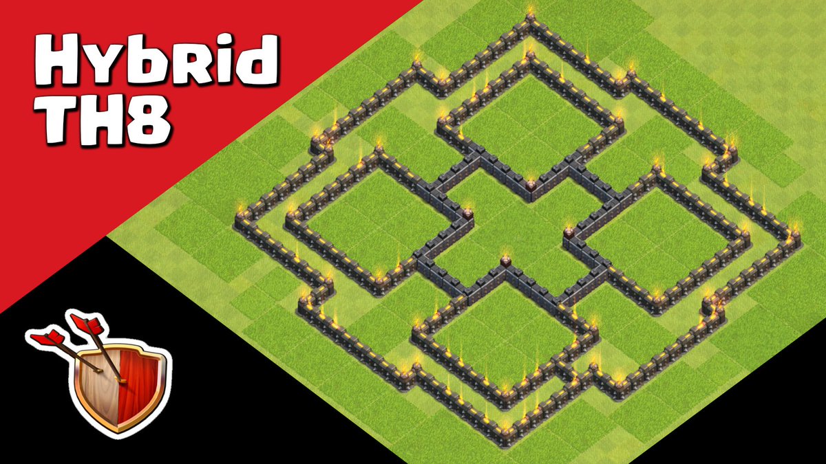 Clash of Clans Town Hall 8 (TH8) Hybrid Base Layout Best TH LVL 8 Def...