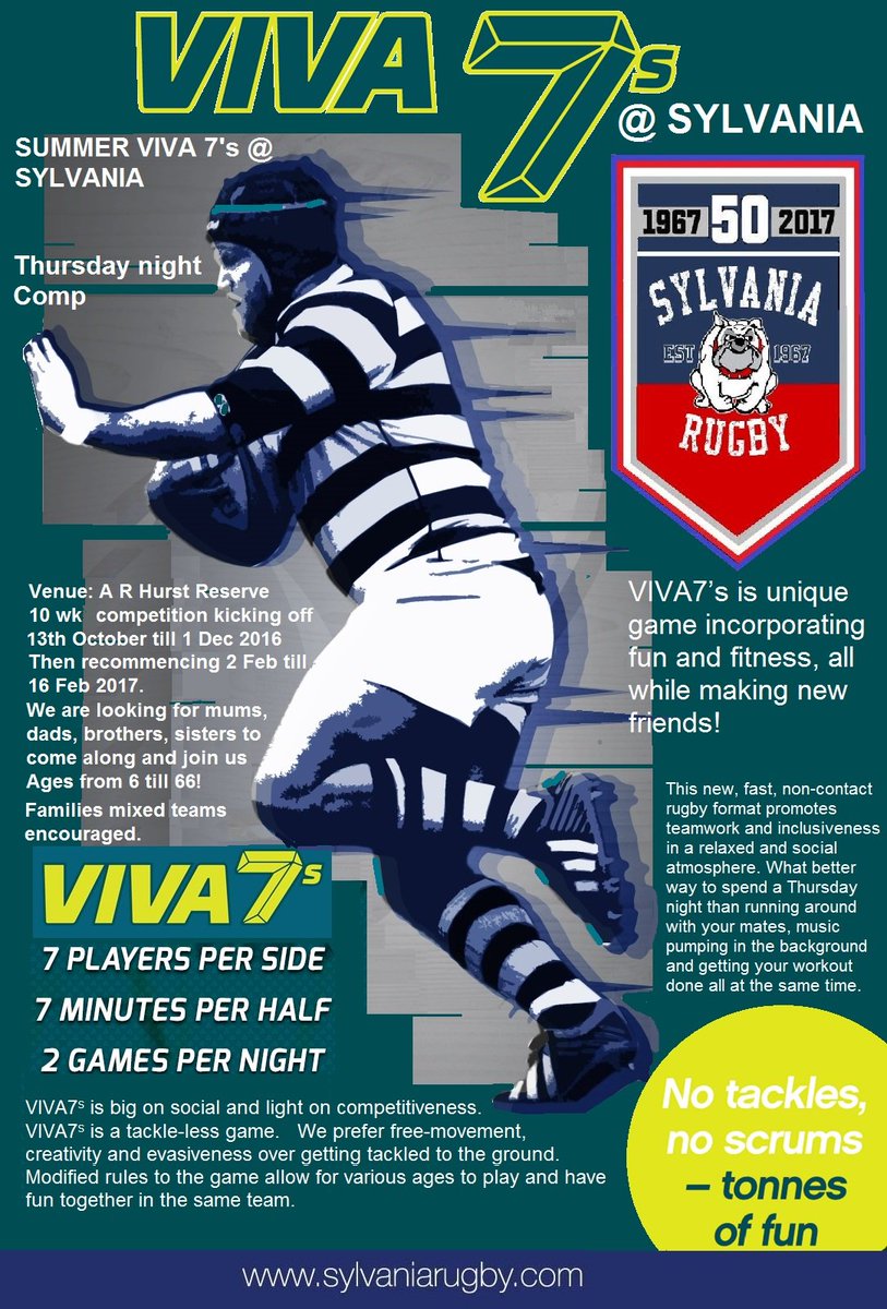 SylvaniaBulldog's tweet photo. How good is this weather? Fancy playing non-contact #Viva7's this Summer down at A R Hurst Reserve? Get some! https://t.co/1mi1VG3wmq