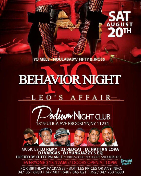 Silence_PB's tweet photo. This Saturday! There's only one place to be! #NoBehaviorNight #LeoSeason #LeosAffair #PodiumNightClub https://t.co/iW0YW9HoDb