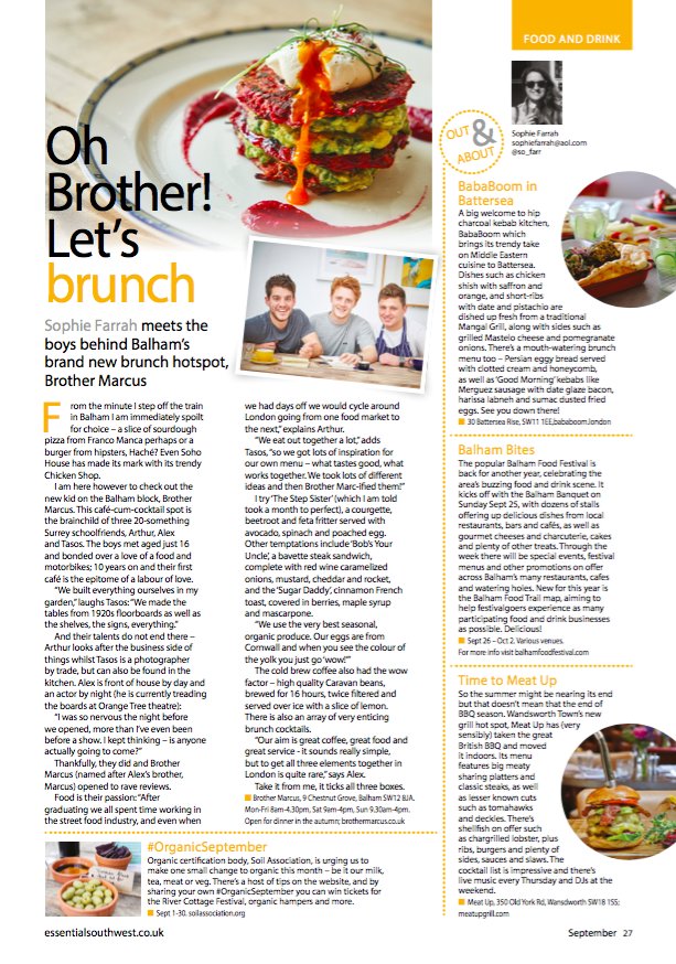 New! My #Food&amp; #Drink for <a href="/MagWandsworth/">The Wandsworth Mag</a>! #Brunch in #Balham at @BrotherMarcus_ plus new to #Clapham <a href="/bababoomlondon/">BabaBoom</a>