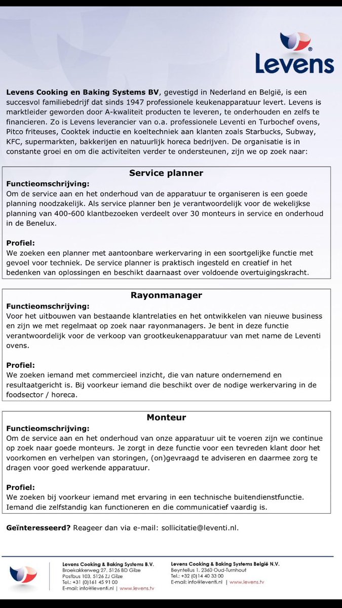 Joris_Levens's tweet image. Wij zoeken sales en service talenten! Man / vrouw, jong of oud.
Graag delen!!