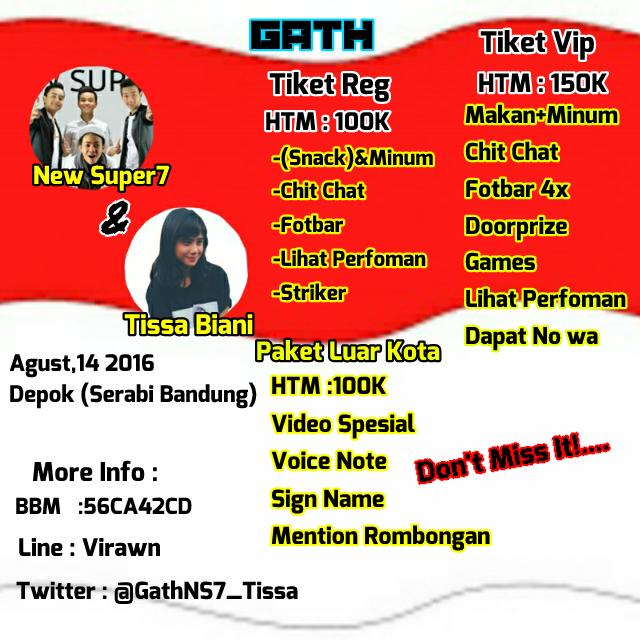 ada paket reg juga loh 100k dah bisa ikut dan ketemu <a href="/New_Super7/">SUPER7</a> @Real_TissaBiani jg loh.yuk ikut semua bs book now.