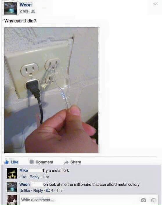 Deso on Twitter: "Rich kids these days... #memes #dankmemes #funny #suicide  #jokes #cutlery #plastic #elecricity #physics https://t.co/Iq40is0w1y" /  Twitter