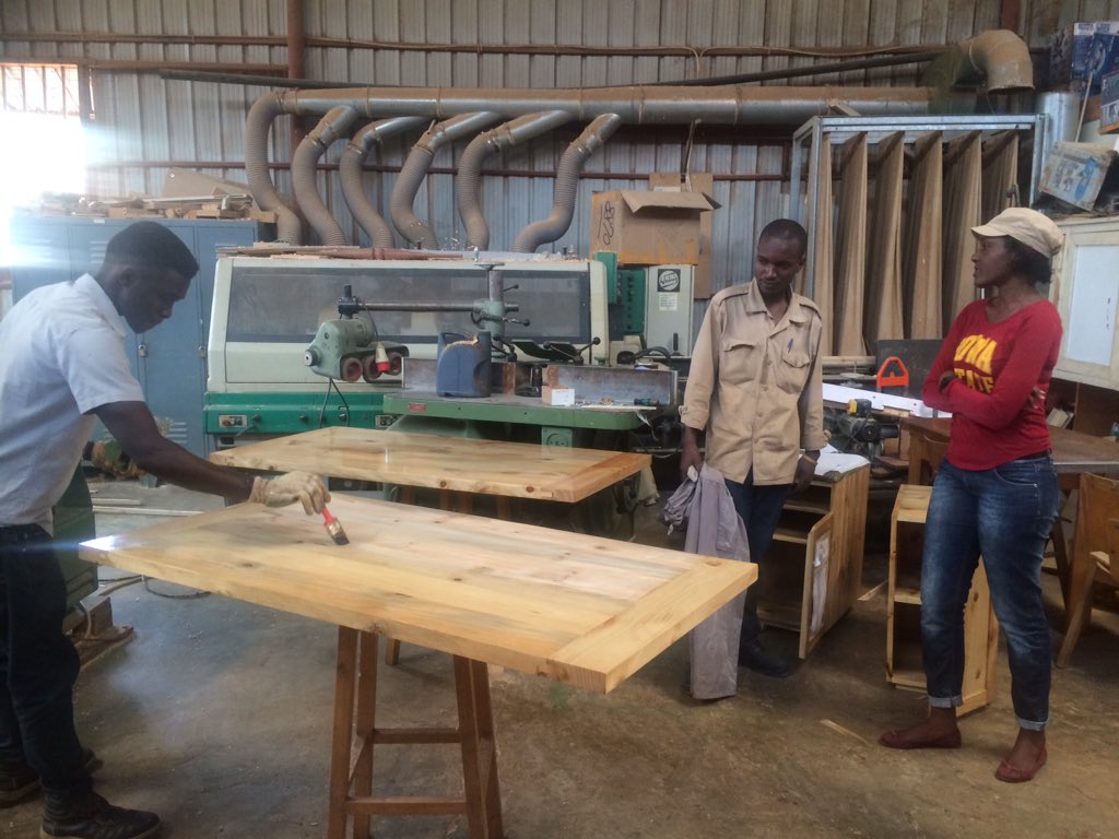 IamNathanKing's tweet photo. Building furniture in Kigali for the @MASSDesignLab Africa Design Center with @VTCAUS @VT_CDR https://t.co/D9Wlj9JB0E