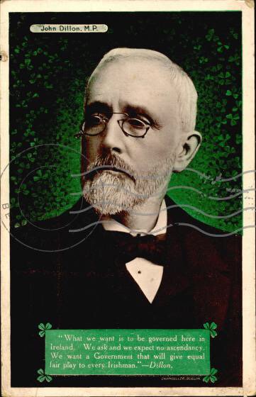 Postcard of John Dillon MP of Dillon House Ballaghaderreen who died #onthisday 1927.
