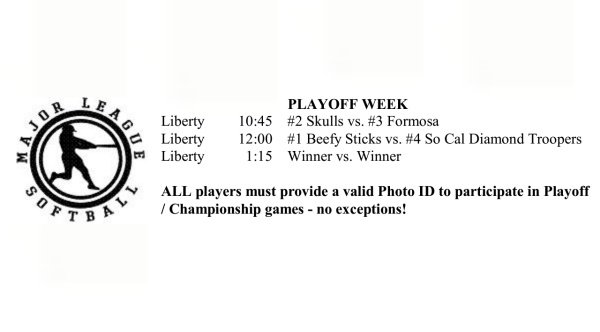 30ozMitch's tweet photo. Playoff schedule is set Sunday ⚾ #Slowpitch #Softball #MLSoftball https://t.co/9GGVaRNj0c