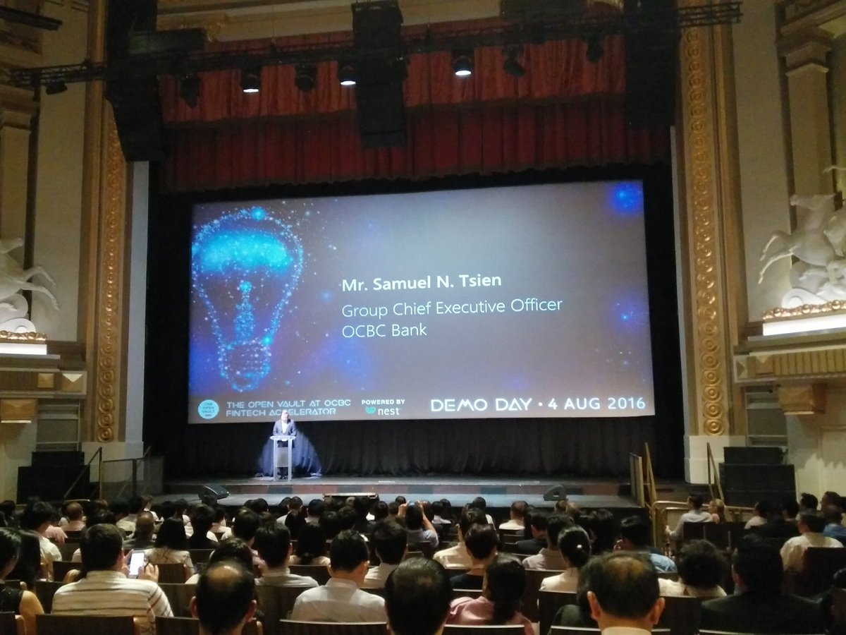 OCBCOpenVault's tweet photo. The inaugural #TOVDemoDay, address by Mr Samuel tsien. 200 countries, 8 startups, 12 weeks. We are ready! https://t.co/B931FgxFC1