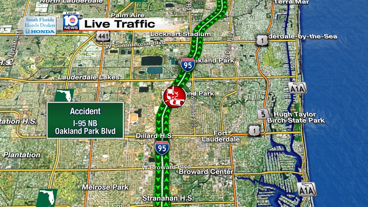 Accident on I-95 NB approaching Oakland Park Blvd #traffic https://t.co/Oxcje7G7bh
