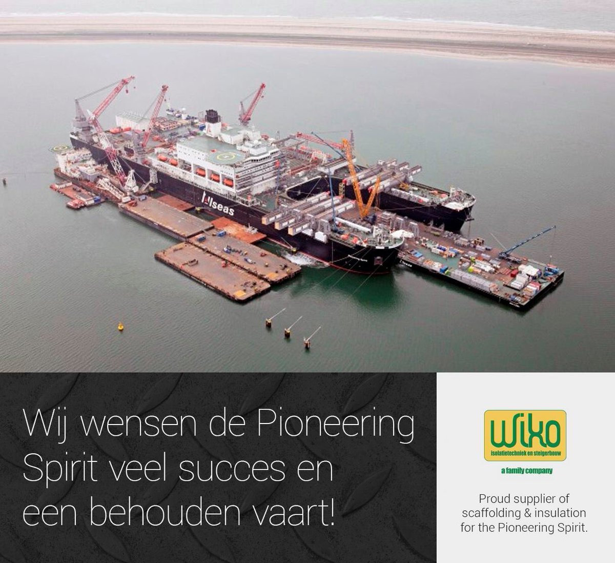 Zaterdag vertrekt de Pioneering Spirit. Wij wensen Allseas en Pioneering Spirit veel succes en een behouden vaart!