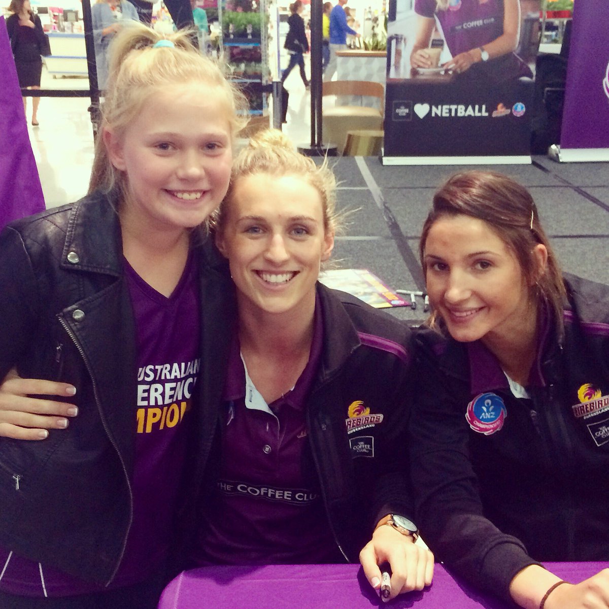 veeblake's tweet photo. Sophia At @FirebirdsQld fan night with the #ANZCHAMPS @gabs_simo and @kimberley138  #truechampions https://t.co/HcZHtL8Q3V