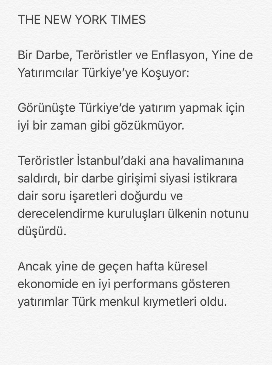 06melihgokcek's tweet photo. BUYRUN NEWYORK TİMES'IN İTİRAFI...
BİZ NE YAPARSAK YAPALIM TÜRKİYE'YE YATIRIMI DURDURAMIYORUZ...👍👍👍 https://t.co/k19mw0eX7i