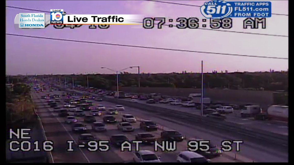 Accident on I-95 NB at NW 95th St. Two right lanes blocked #traffic #miami https://t.co/vuYQRtW4es