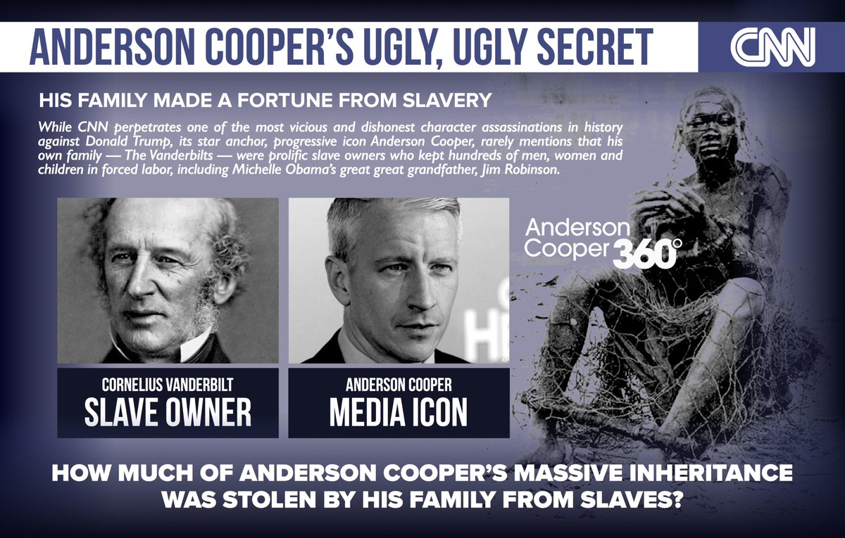 vivelafra's tweet photo. UGLY SECRET: @AndersonCooper is part of one of the most despicable families in American history.  @CNN #BLM #Trump https://t.co/yw4setxEYn