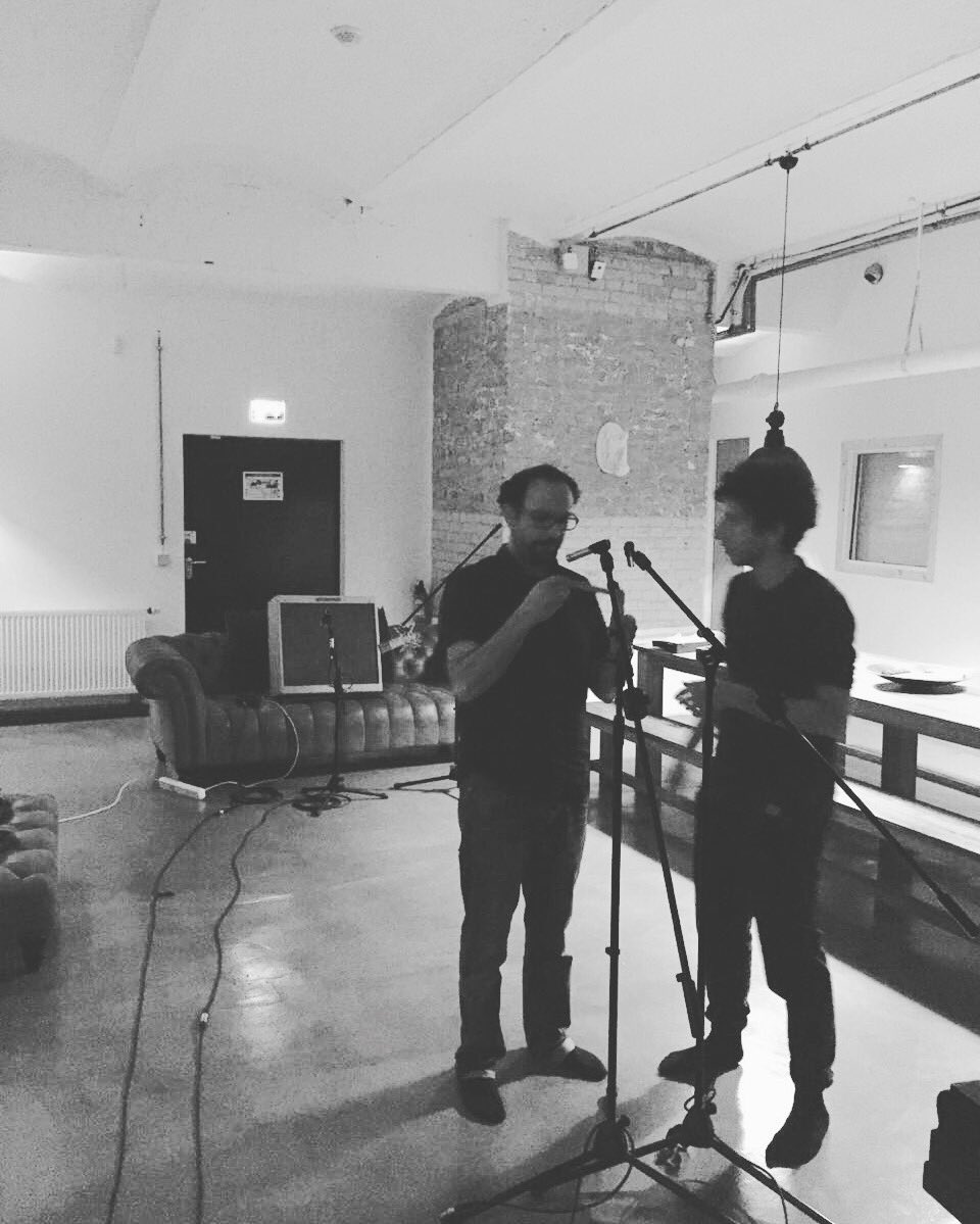 Khalil Chahine and Fadi preparing a reamping session to record the beautiful reverberation of our rooms at Riverside
