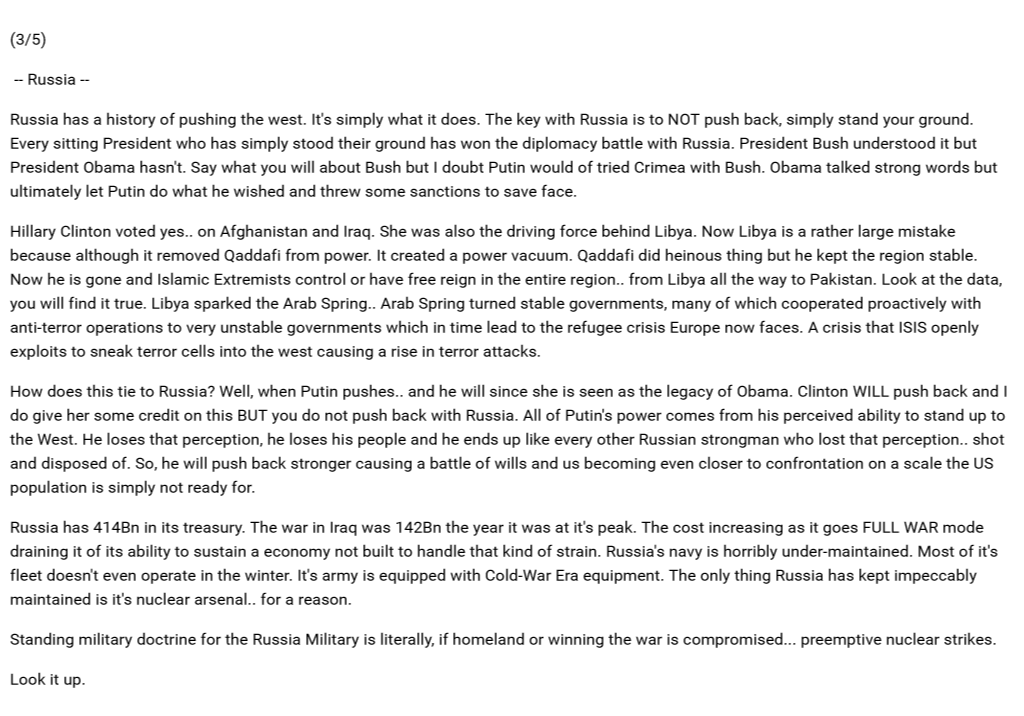 defofsarcasm's tweet photo. (3/5) -- Russia --Russia has a history of pushing the west. It's simply what it does. The key with Russia is to.. https://t.co/rMsCVOqcBP
