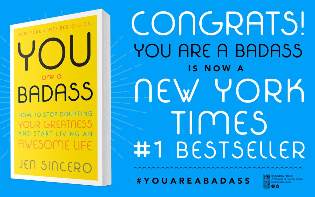 Running_Press's tweet photo. Congrats and thank you for your badassery @JenSincero! #youareabadass https://t.co/b5eJ9EyFSf