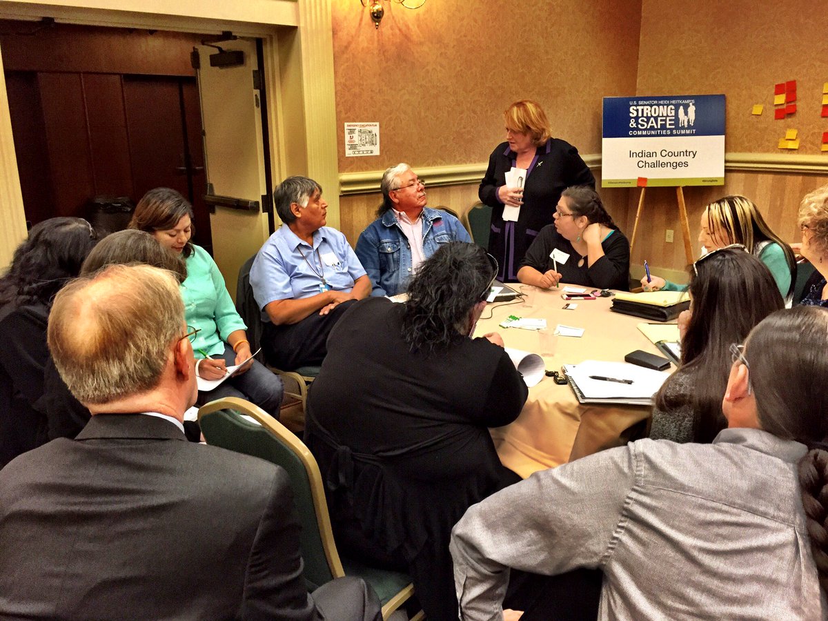 SenatorHeitkamp's tweet image. Held #StrongSafe Summit in Oct. 2015 to bring together 150 leaders from across ND to discuss chlgs &amp;amp; offer solutions