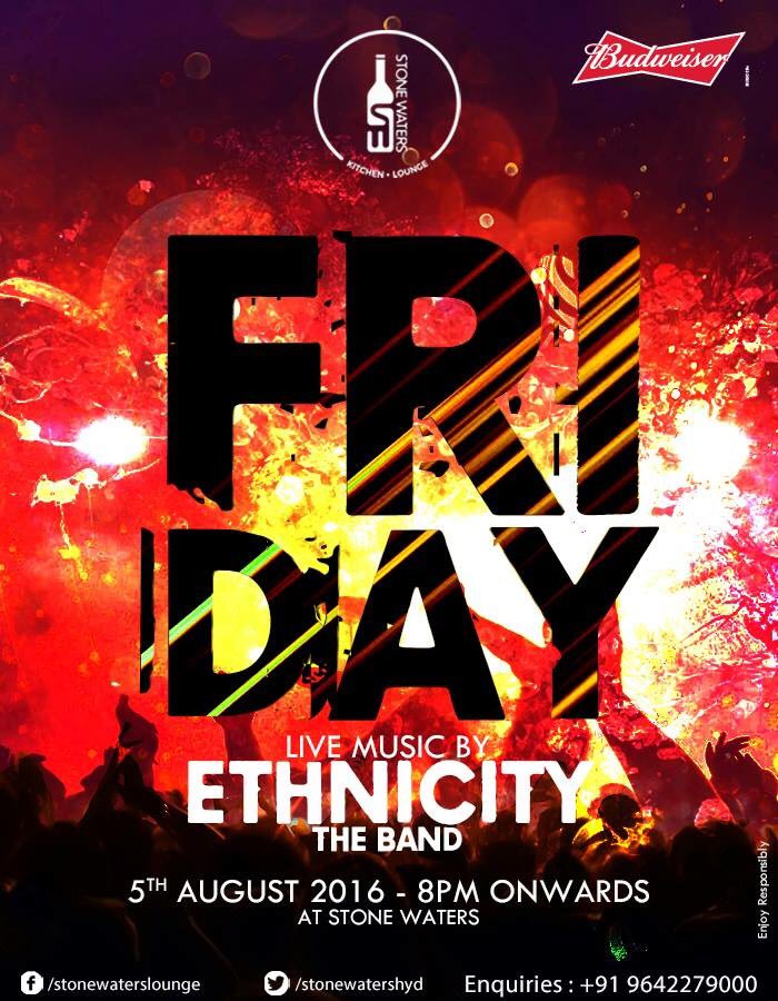 StoneWatersHyd's tweet photo. Ethnicity is going to rock the scene this Friday only at #StoneWaters, 8pm onwards, Don't miss it! https://t.co/9vDyo6kpDs