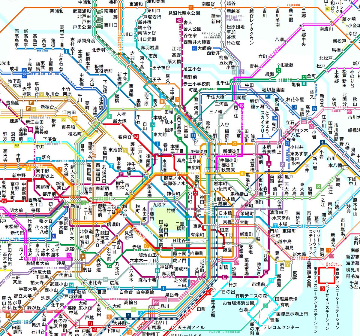 Yukai3chome V Twitter Bus Service Mapでは東京23区周辺の鉄道路線