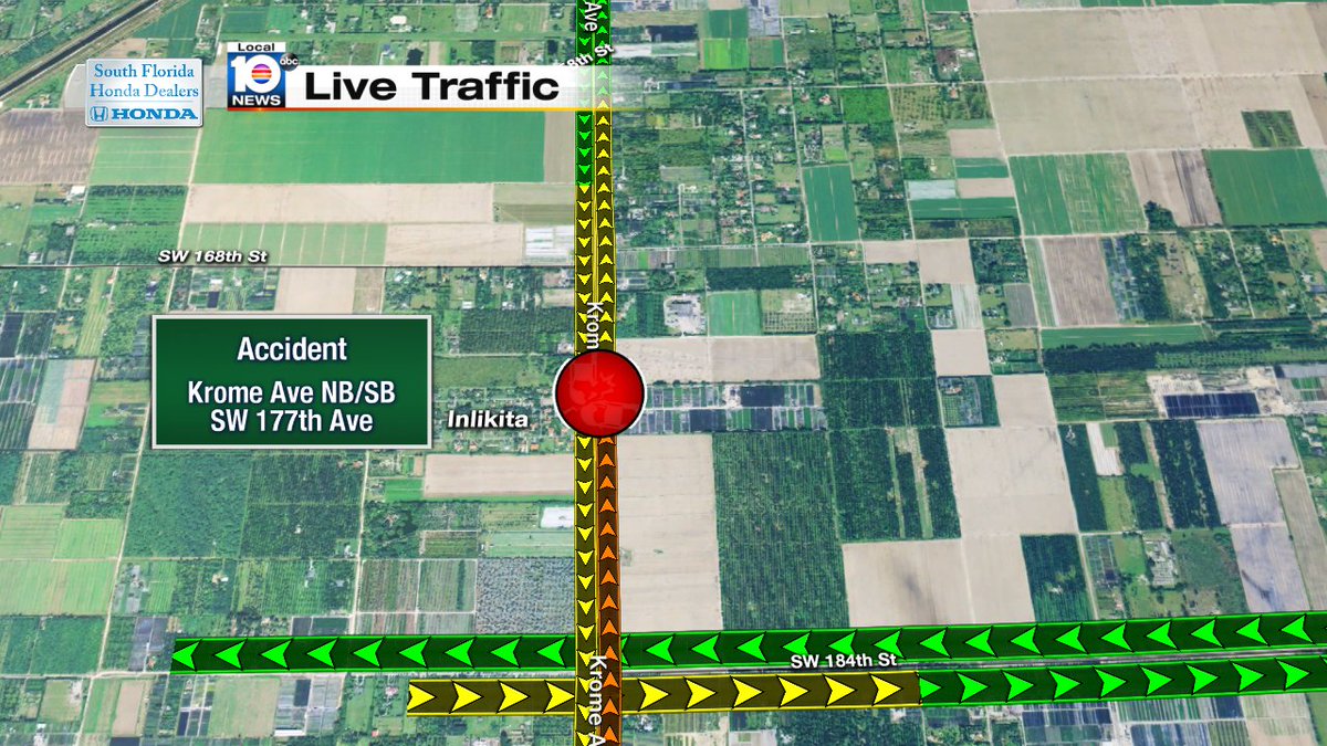 Accident on Krome Ave NB/SB at SW 177th Ave #traffic https://t.co/ZXf7grnmr8