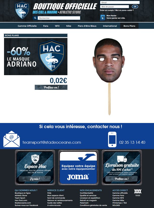 WeAreMalherbe's tweet photo. Sympa les soldes sur la boutique du @HAC_Foot https://t.co/bhjTegHeUM