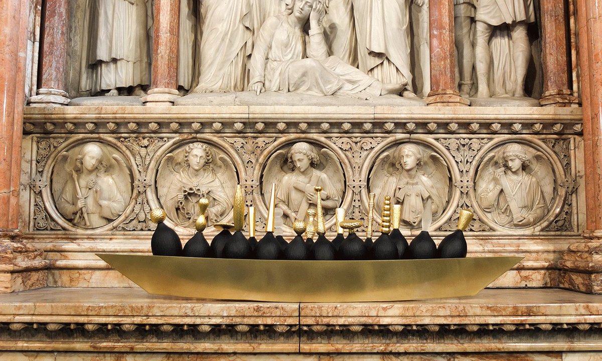 TENedinburgh's tweet photo. "The Age of Narcissism" @TENedinburgh #TheCathedralCollection glass boat on the altar @SundayTimesSco @EdinWestEnd_ https://t.co/q9TleCA6dQ