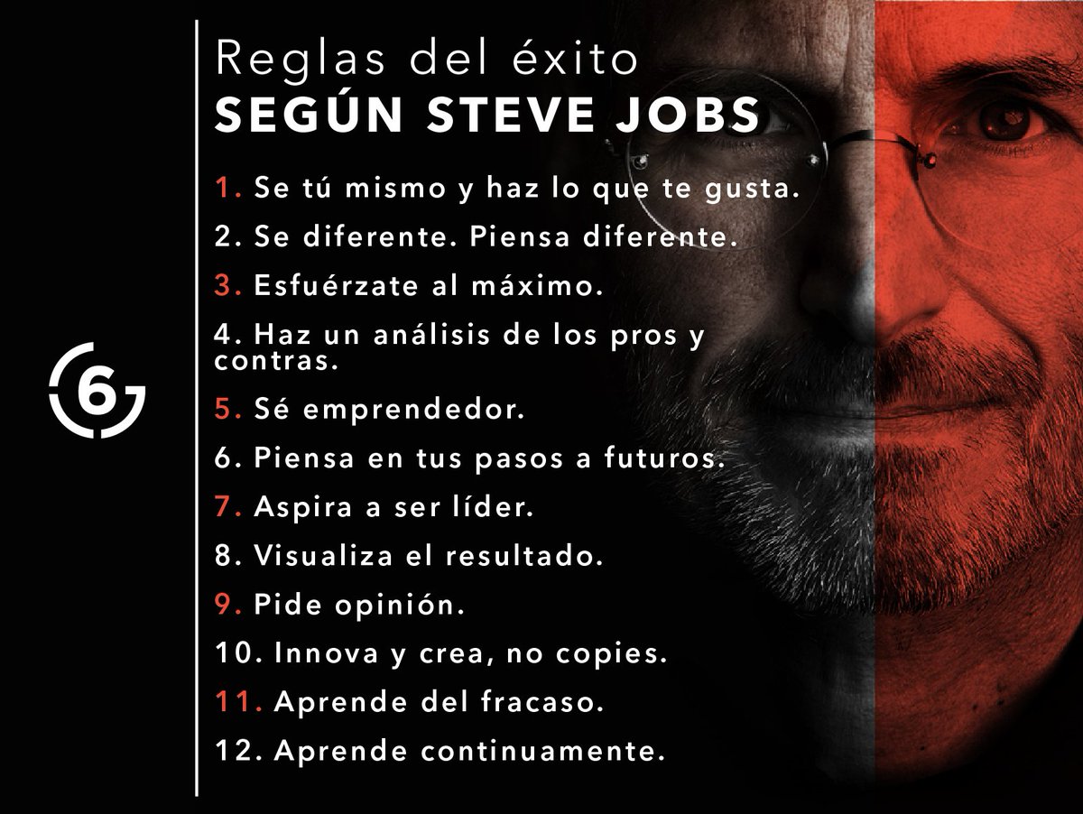 GradosSeis's tweet image. REGLAS DEL EXITO SEGUN STEVE JOBS &amp;gt;&amp;gt;&amp;gt; #SeisGrados #cowork  seisgrados.com.ar