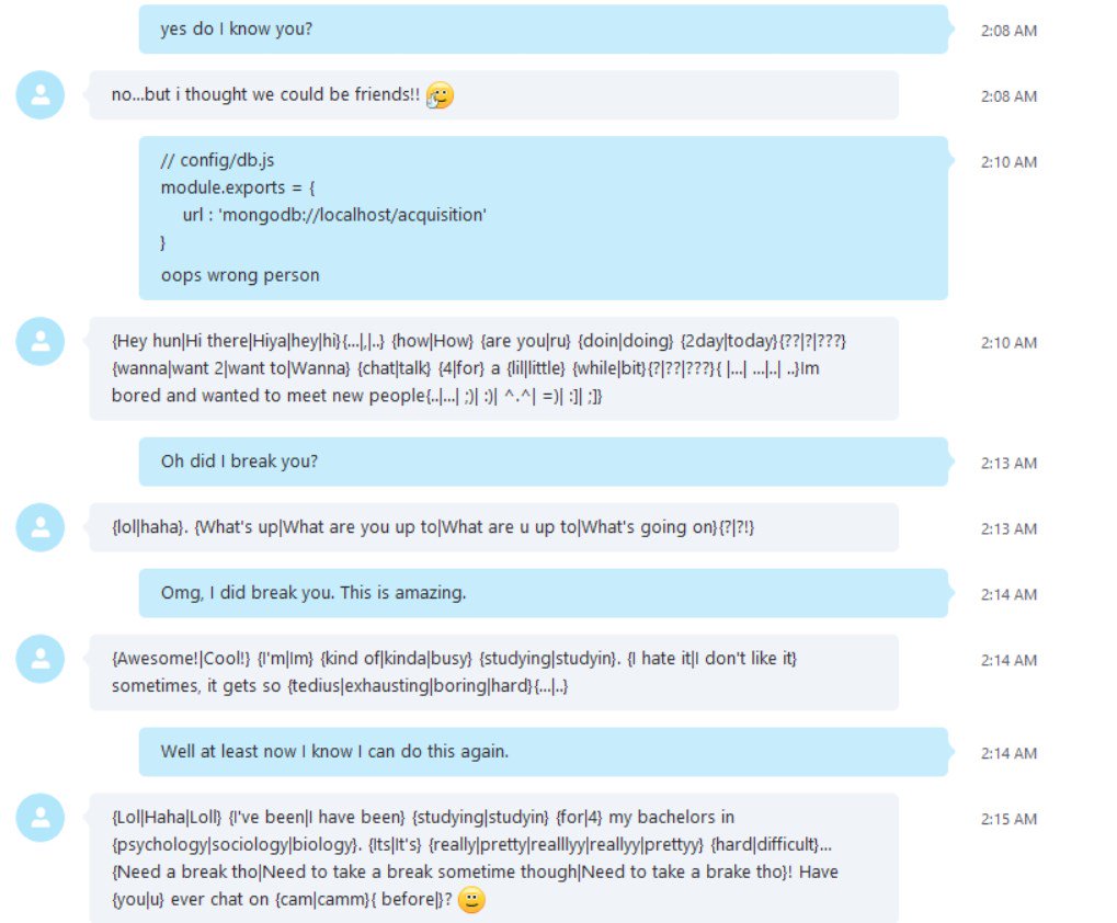 bdsams's tweet image. Someone was able to break a skype bot.