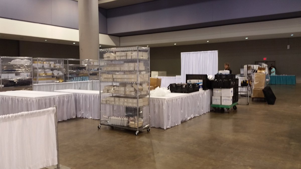 Half hour in, truck and trailer all unloaded! We got this! #ICES