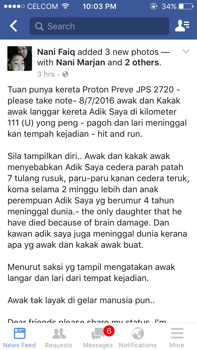 FahmiMaharudin's tweet photo. Wahai pemilik kereta Preve JPS 2720,  sampai mati kamu langgar orang yg x bersalah. Berani buat berani tanggung woi https://t.co/JS6gMrIH9f