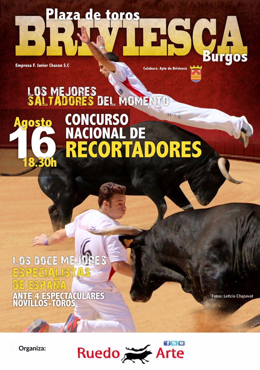 Briviesca nos espera para un gran concurso de recortadores con los mejores especialistas de España el proximo 16!