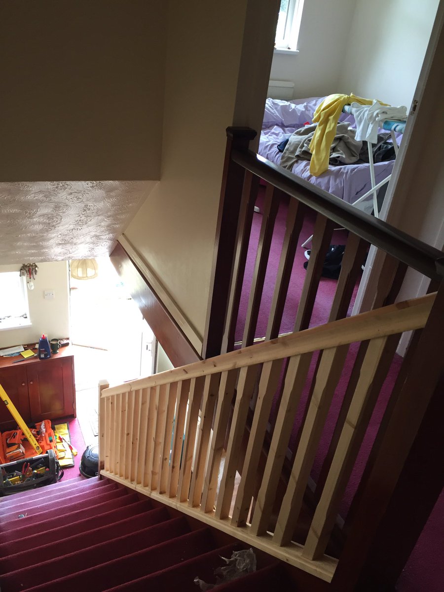Fitting new hand rail and spindles