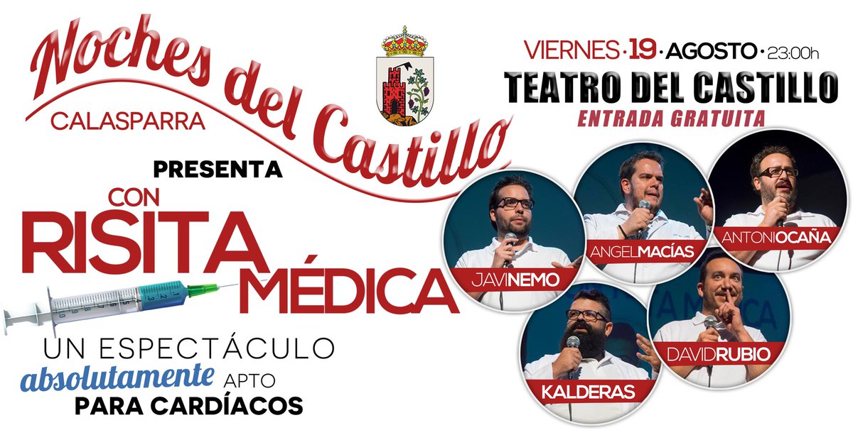 Pues este 19 de Agosto estaremos en las #NochesDelCastillo de #Calasparra #Murcia con nuestra consulta de la risa.