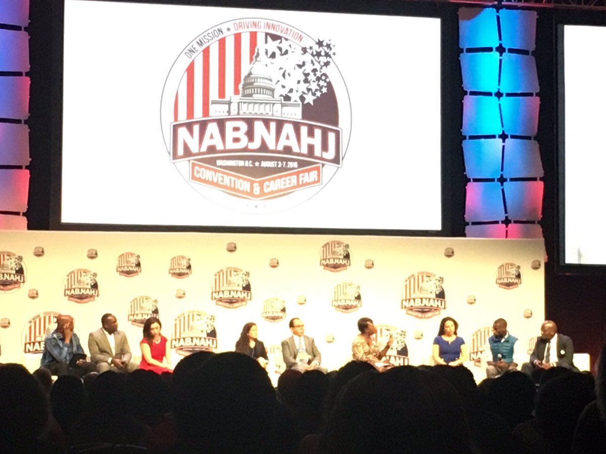AKirklen's tweet photo. Panel discussion @deray @JoyAnnReid on reporting on race issues. Standing O for #altonstering's mom. #NABJNAHJ16 https://t.co/CH0Xk1cv8l