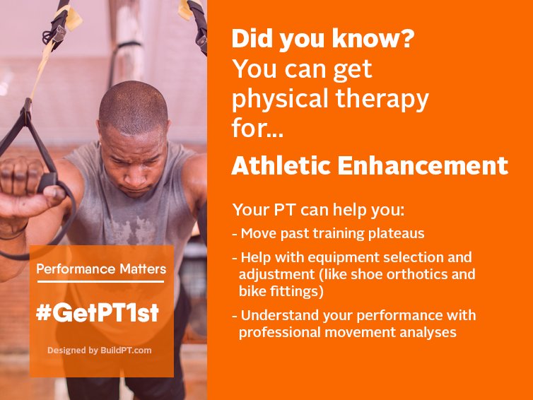GetPT1st's tweet photo. Physical therapy isn't just for injuries. Call a sports PT to reach new heights in your performance. #GetPT1st https://t.co/x4YMm2hcKC