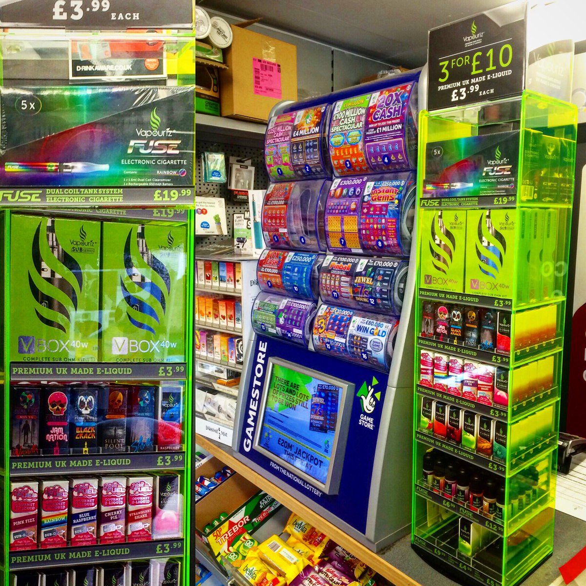 TaylorNews_'s tweet photo. All set up in the shop now. Officially a stockist of @vapourizuk products😄have a look at the range for yourself! https://t.co/FbCo66zjOg