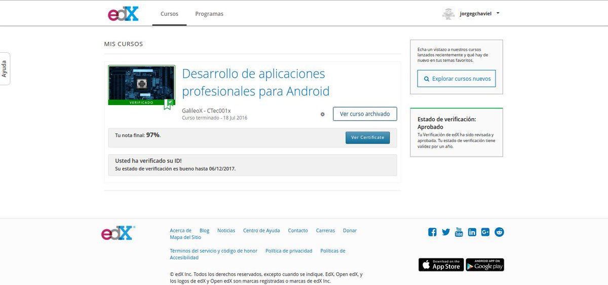 JorgeChaviel's tweet photo. Esforzado, hacedlo todo como para Dios! #ObtencionCertificadoVerificado #AndroidNivelIntermedio #NotaFinal #Esfuerzo https://t.co/a5uifTUcZO