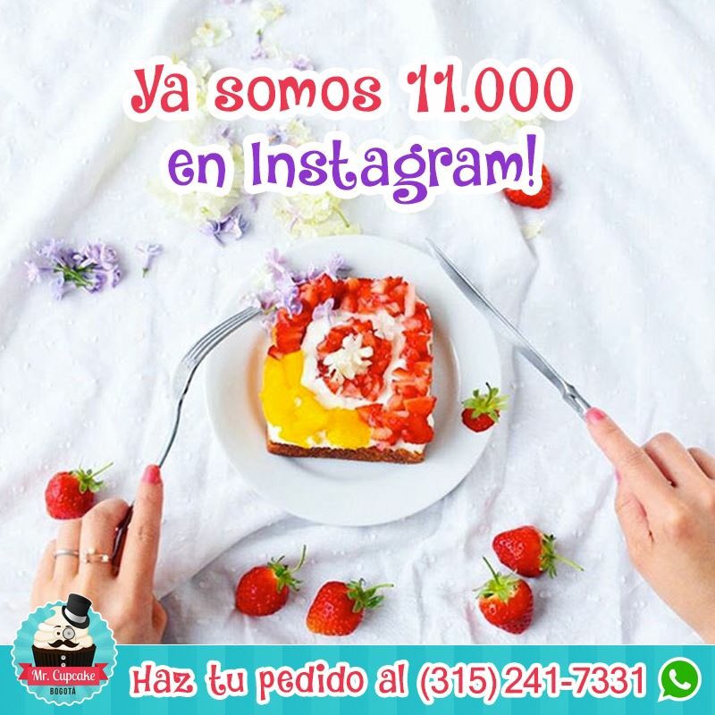¡Hemos llegado a los 11.000 seguidores en Instagram!
Únete tu también siguiéndonos en instagram.com/mrcupcakebogota